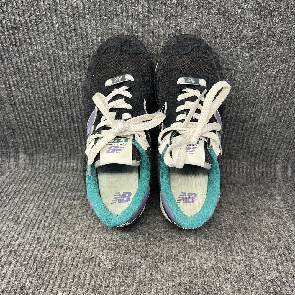 New Balance 574 Black Purple Teal Suede Shoes Mens 6.5 / Women’s 8 U574LV2 - Picture 7 of 8